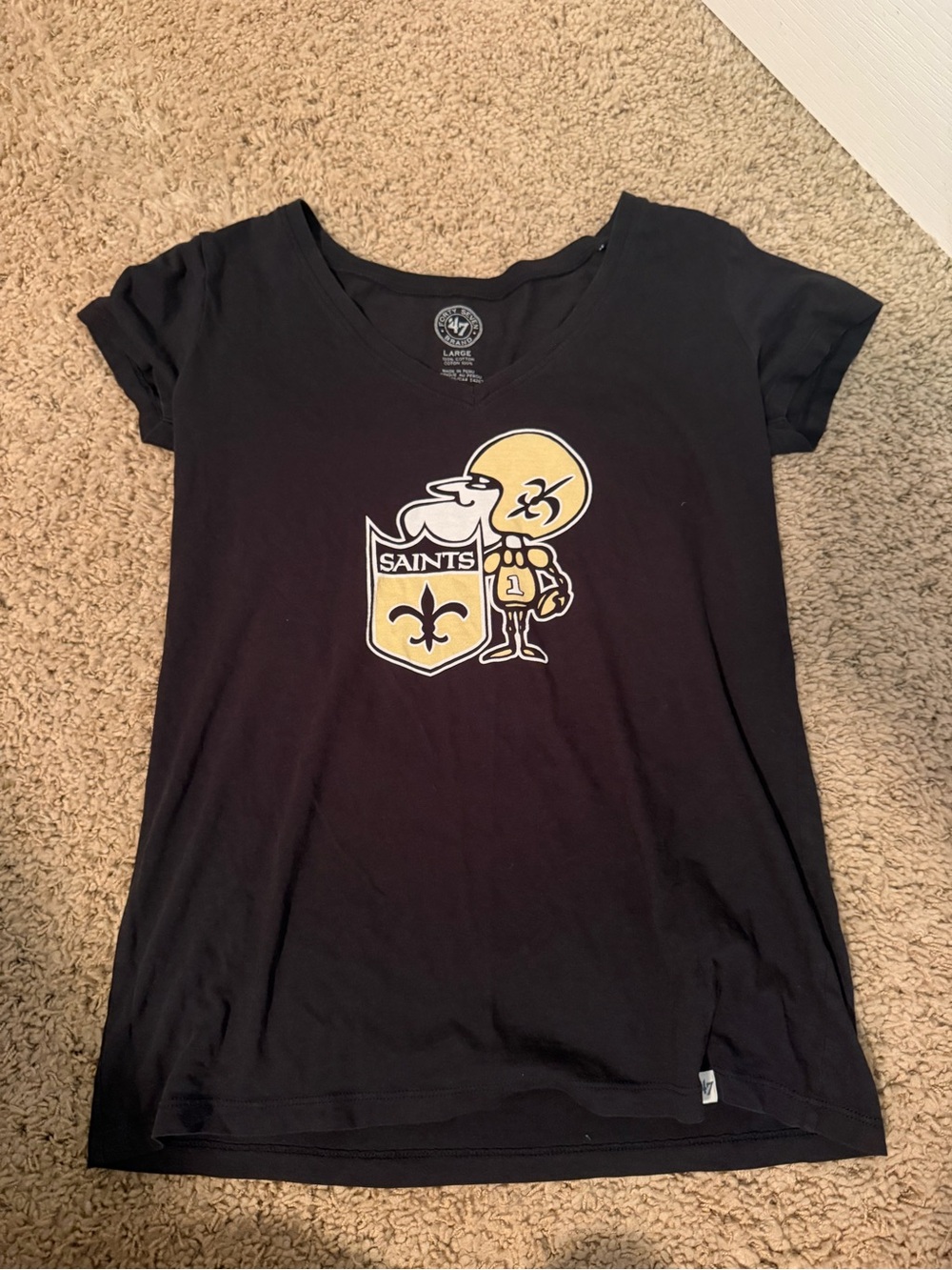 47 New Orleans Saints Black Tee with Gold & White Logo